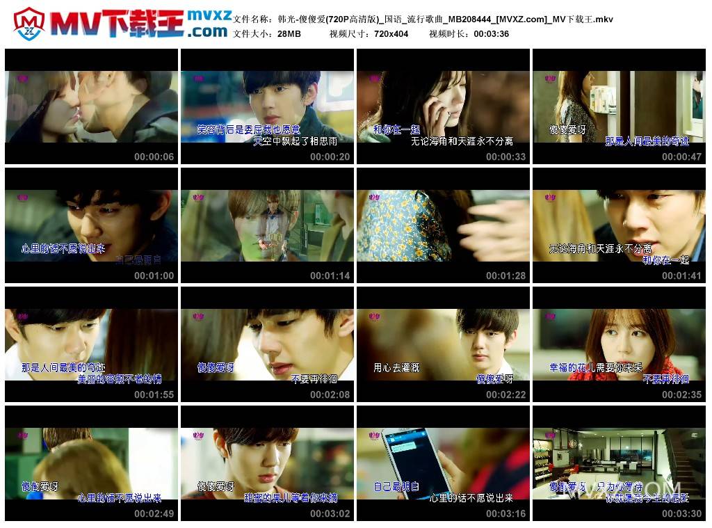 韩光-傻傻爱(720P高清版)_国语_流行歌曲_MB208444